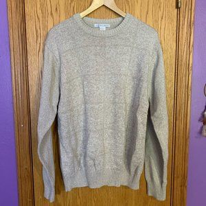 Geoffrey Beene Neutral/Tan/Natural Soft Cotton Crewneck Sweater (Men's L)